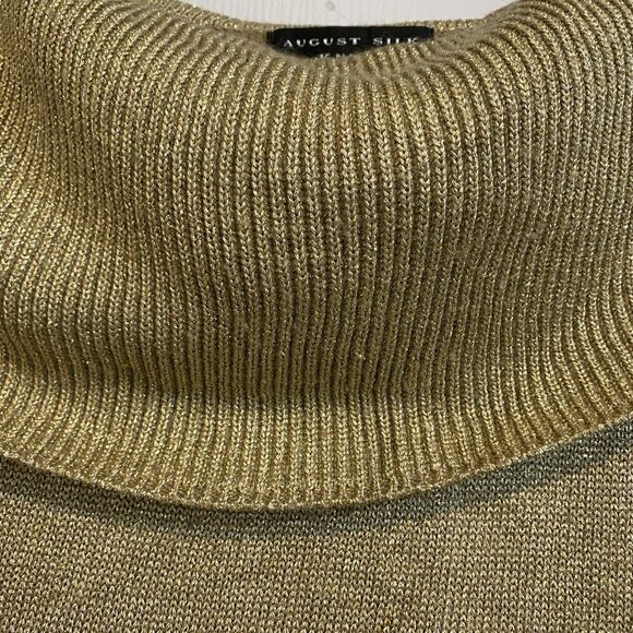 August Silk Knits Sweater Womens Small Shimmer Gold - Picture 3 of 10